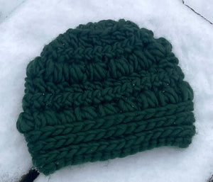 Crochet beanie - winter green - 60% wool